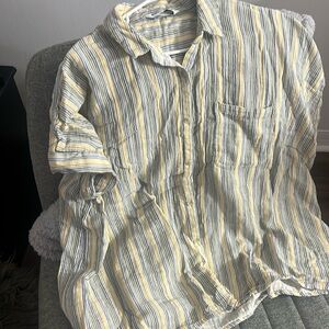 Multicolored button up short sleeve
